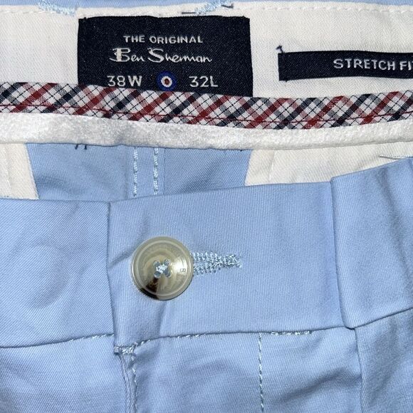 NEW Ben Sherman Mens Light Blue Straight Fit Pants - Picture 5 of 9